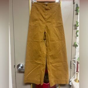 Lou & Grey Yellow/Orange Mustard Super High Rise Wide Leg Pants